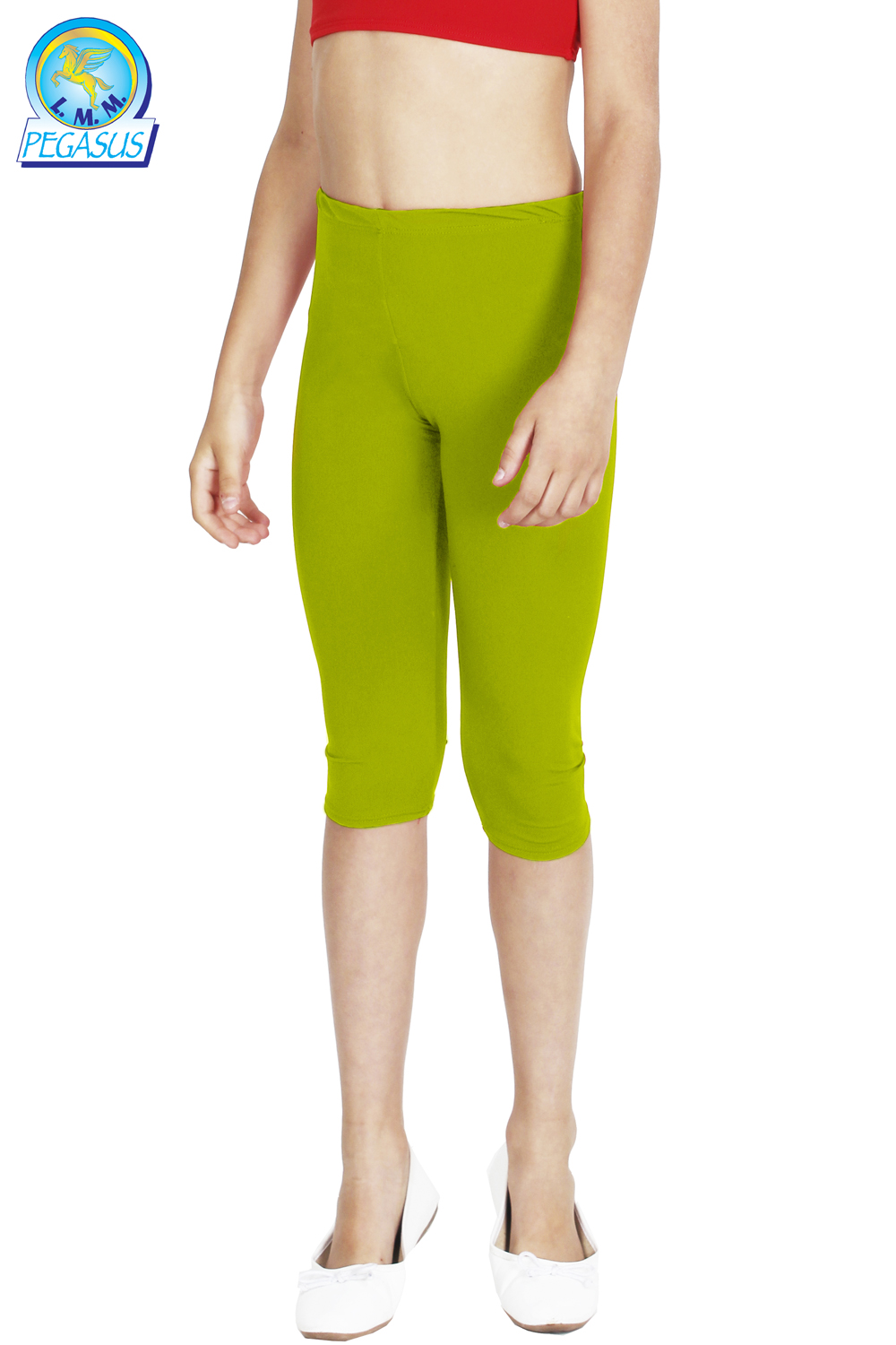  LEGGINS DANZA LYCRA TRE QUARTI VERDE MELA BAMBINA